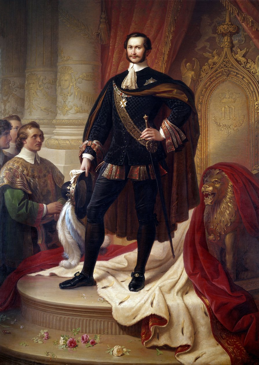 II. Maximilian József (1811-1864), Baviere királyának portréja lábán Wilhem von Kaulbach festménye (1805-1874) alkotó: Wilhelm von Kaulbach
