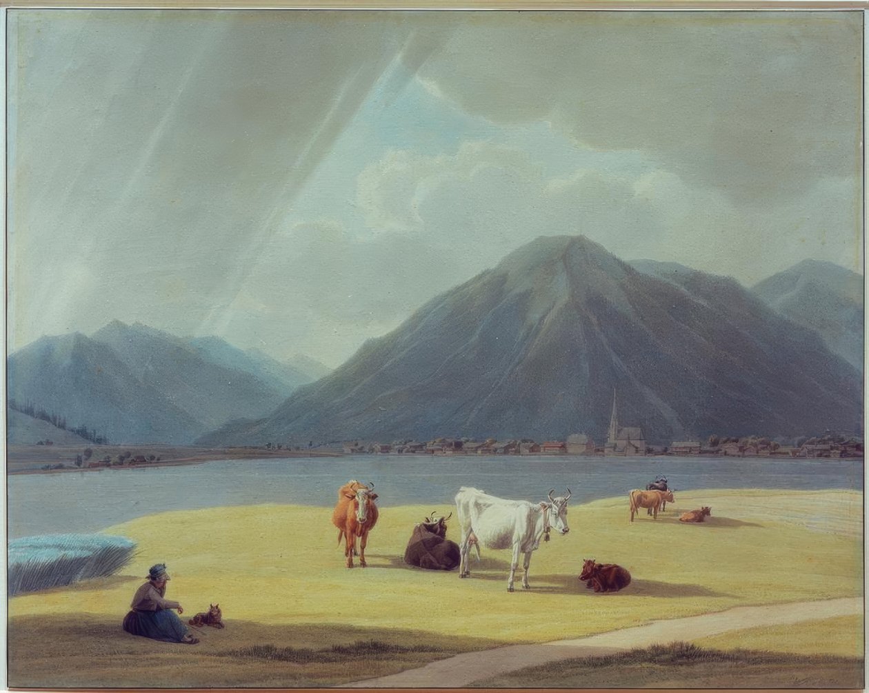 Gazda felesége marhákkal Rottach-Egern előtt alkotó: Wilhelm von Kobell