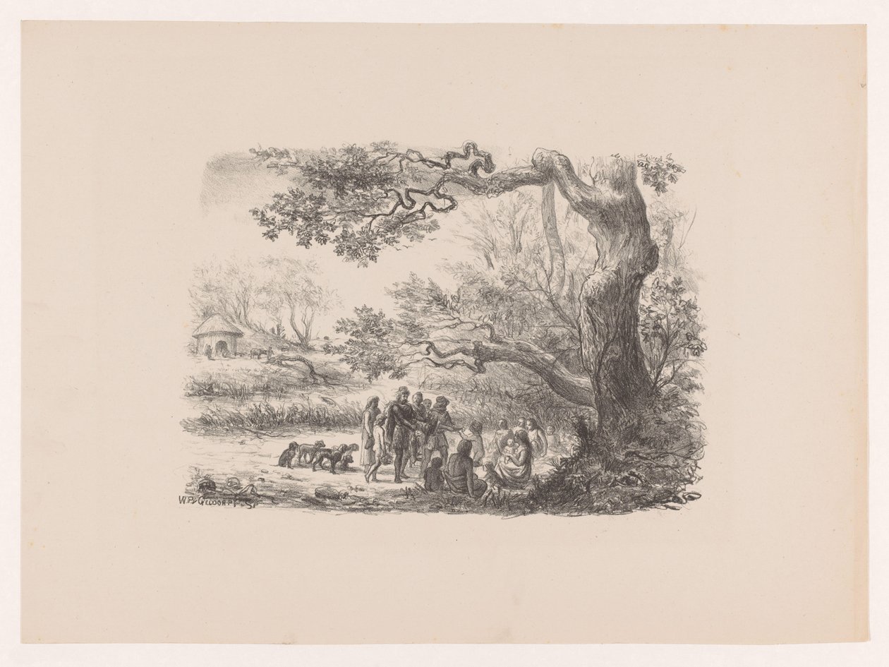 Visszatérés a vadászatból Jönnek a vadászat őseink W. P. van Geldorp művészeti albuma (sorozat címe) alkotó: Wilhelmus Petrus van Geldorp