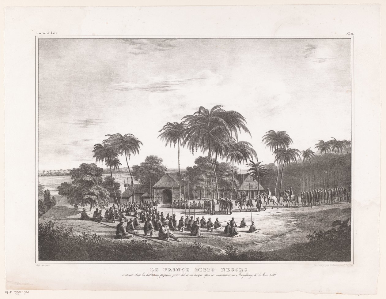 Aankomst van Prins Diepo Black in MagelangLe Prince Diepo Black (cím az objektumon)Atlasz emlékiratok a Jáva-sziget háborújáról 1825-1830 (sorozat címe) alkotó: Wilhelmus van Groenewoud