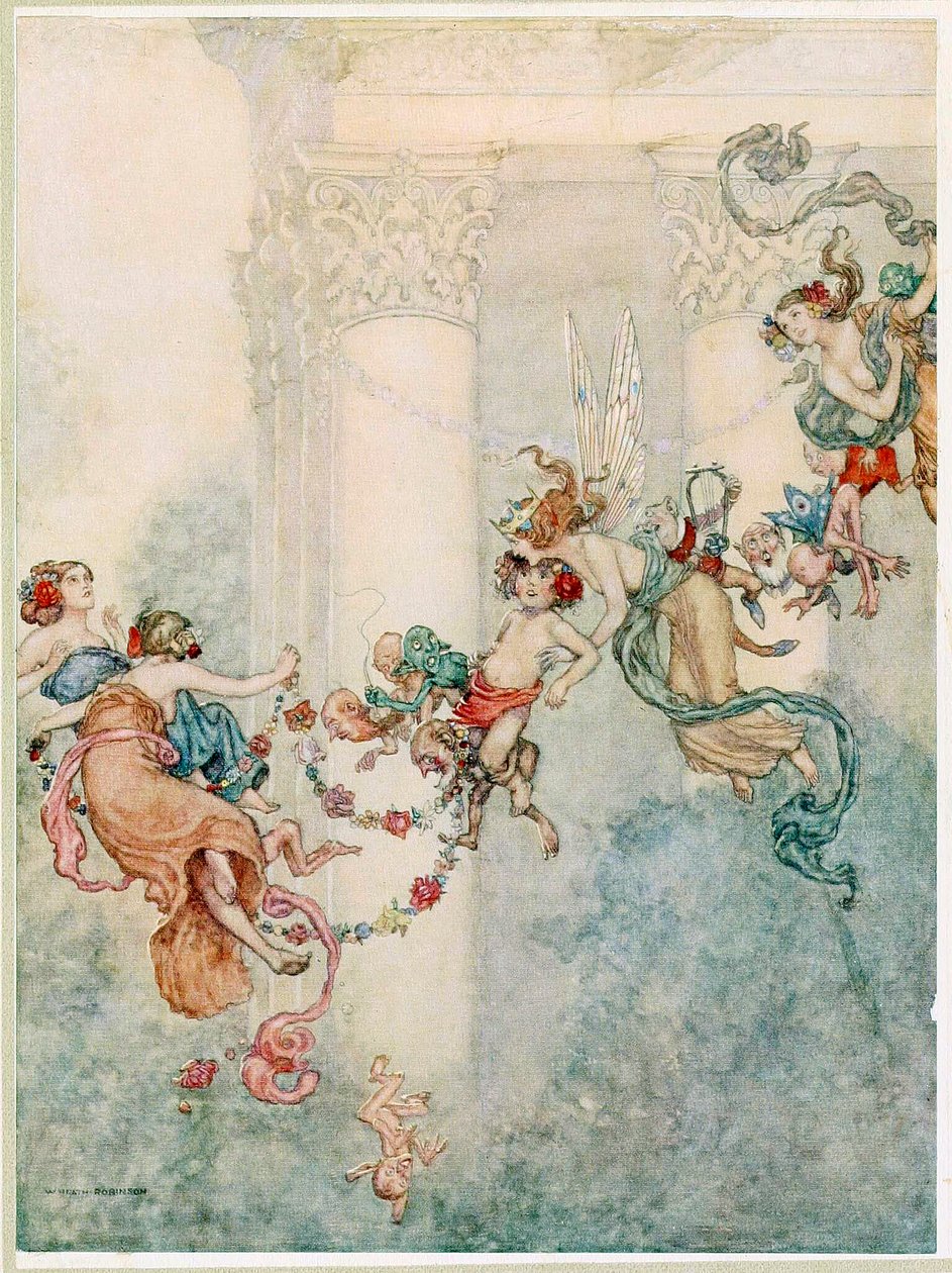 Puck: Soha nem volt ilyen édes váltótársa, a Szentivánéji álom, kocsmából. 1914. alkotó: Wiliam Heath Robinson