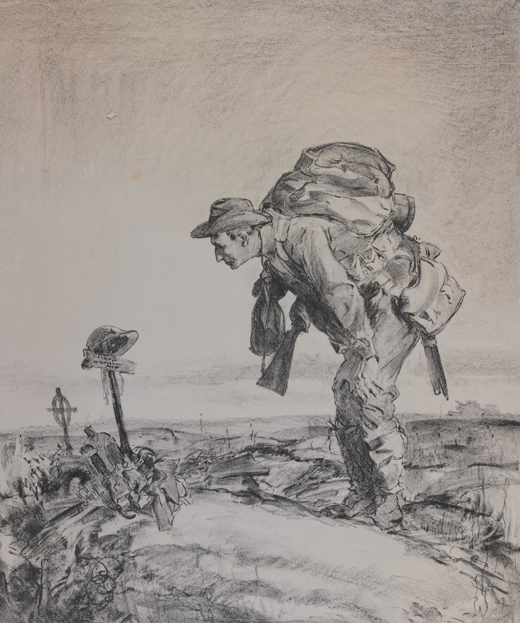 Az egyik régi szakasz, 1917 (litográfia, papír) alkotó: Will Dyson