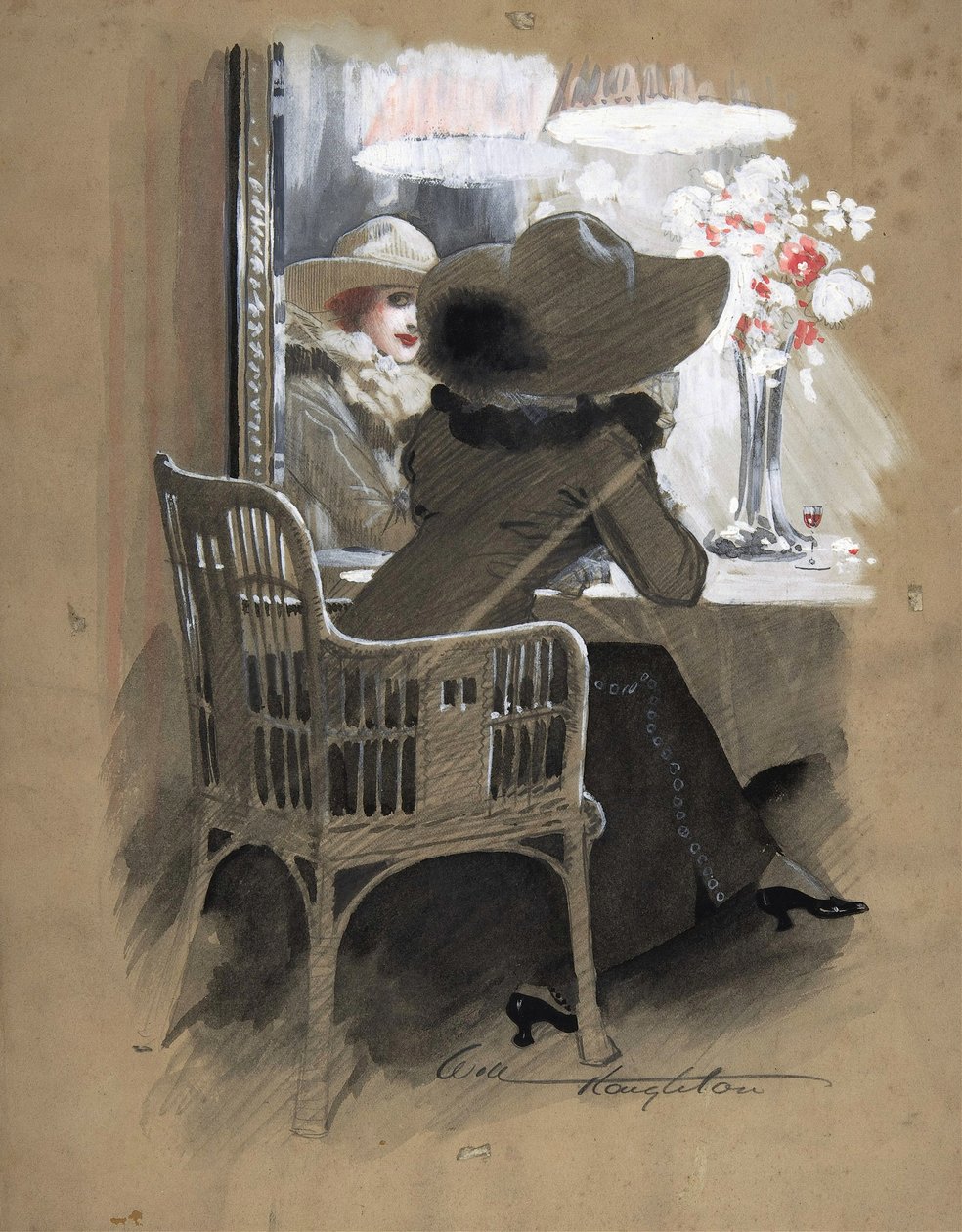 Asztalnál ülő nő portréja, 1896 körül (akvarell, fehér és vörös tempera grafit felett) alkotó: Will Houghton