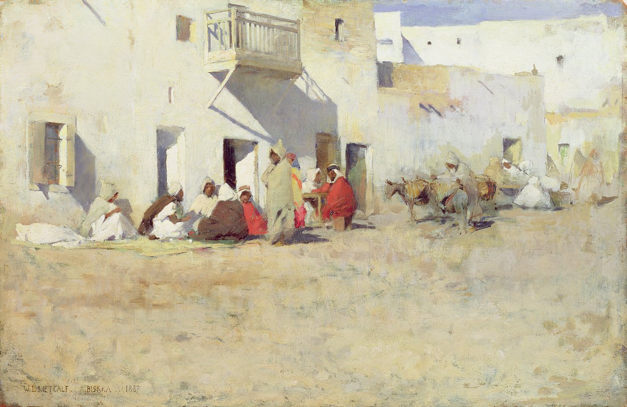 Biskra kávézó, Algír, 1887 alkotó: Willard Leroy Metcalf