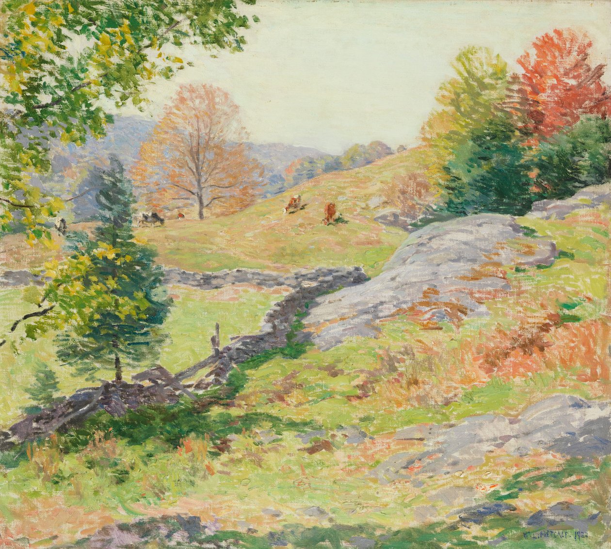 Domboldali legelők – 1922. szeptember alkotó: Willard Leroy Metcalf