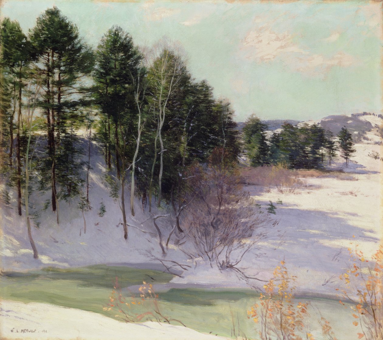 Thawing Brook (Winter Shadows) 1911 alkotó: Willard Leroy Metcalf