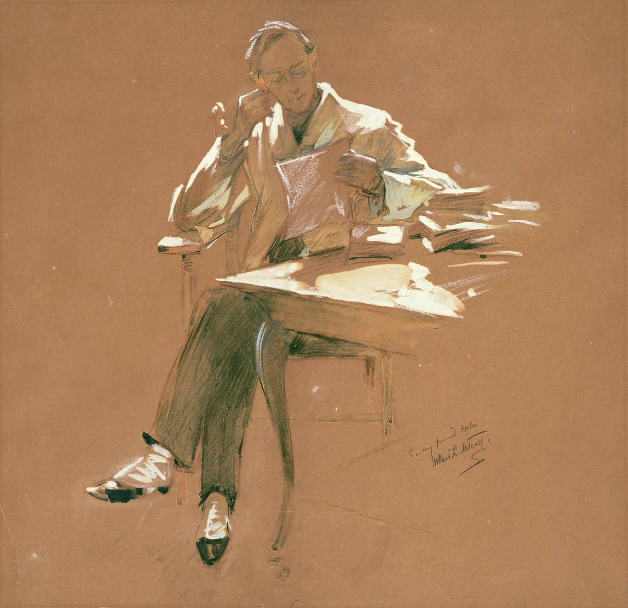 A professzor (chacoal, pasztell és gouache, papír) alkotó: Willard Leroy Metcalf