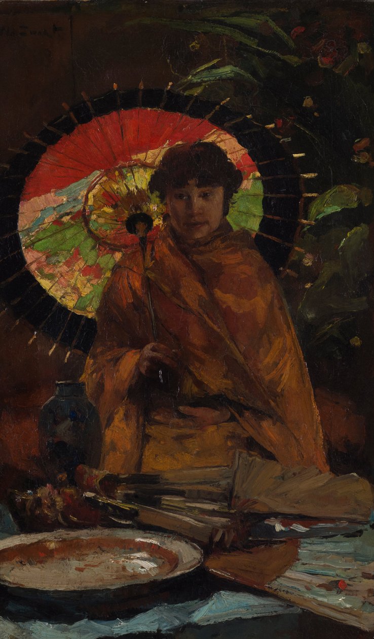 Lány japán napernyővel alkotó: Willem de Zwart