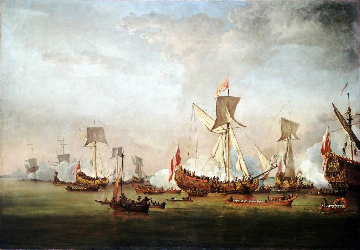Orange Vilmos és Mary hercegnő hollandiai indulása, 1677. november alkotó: Willem van de Velde the Younger