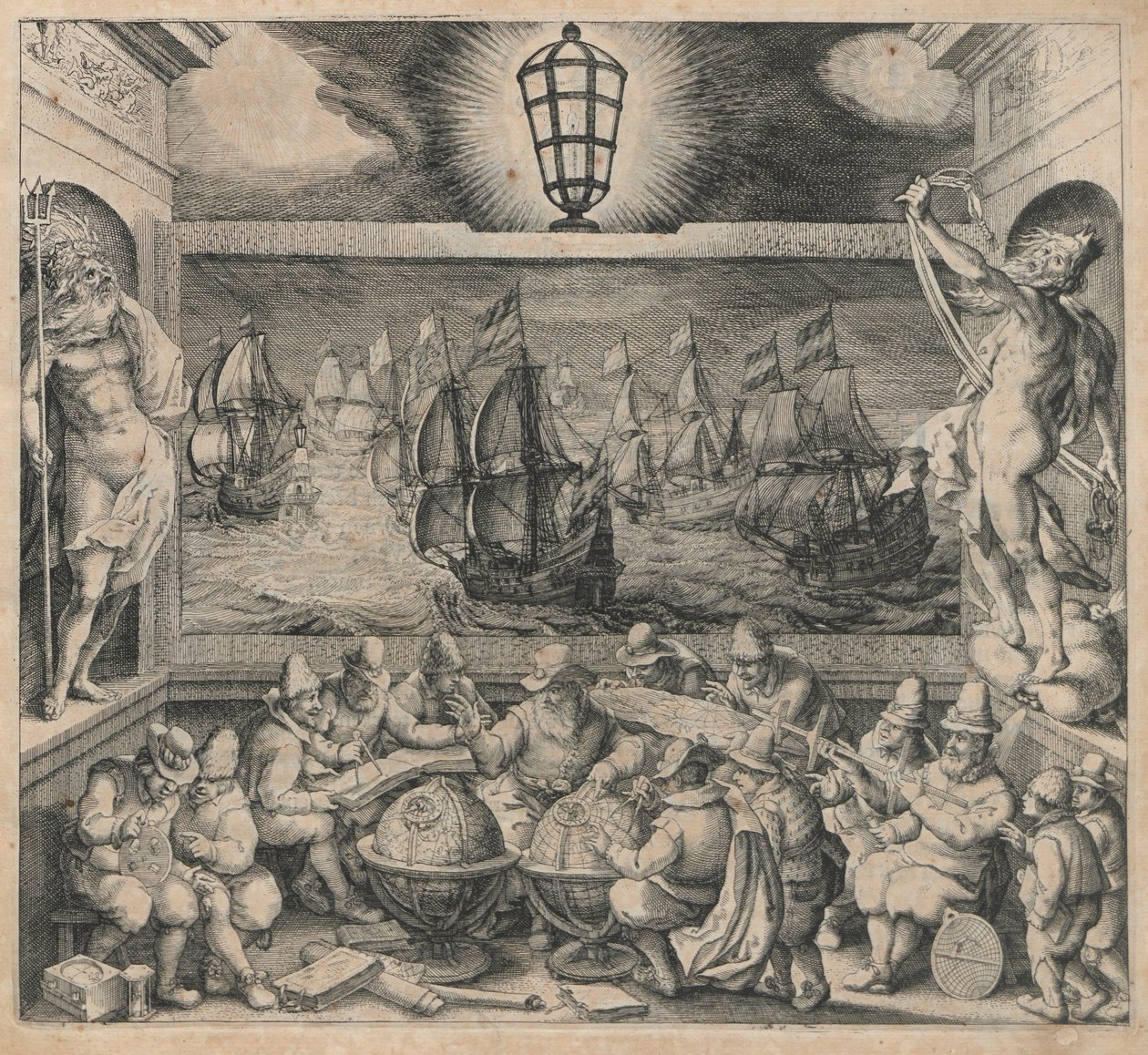 Előlap a "Licht der Zeevaert" vitorlás kézikönyvből alkotó: Willem Janszoon Blaeu