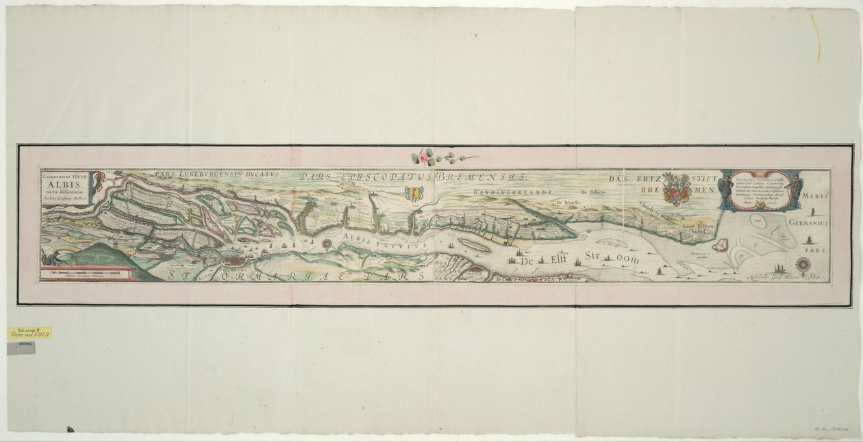Alsó -Elba térképe, 1: 160 000, rézmetszet, 1628 alkotó: Willem Janszoon Blaeu