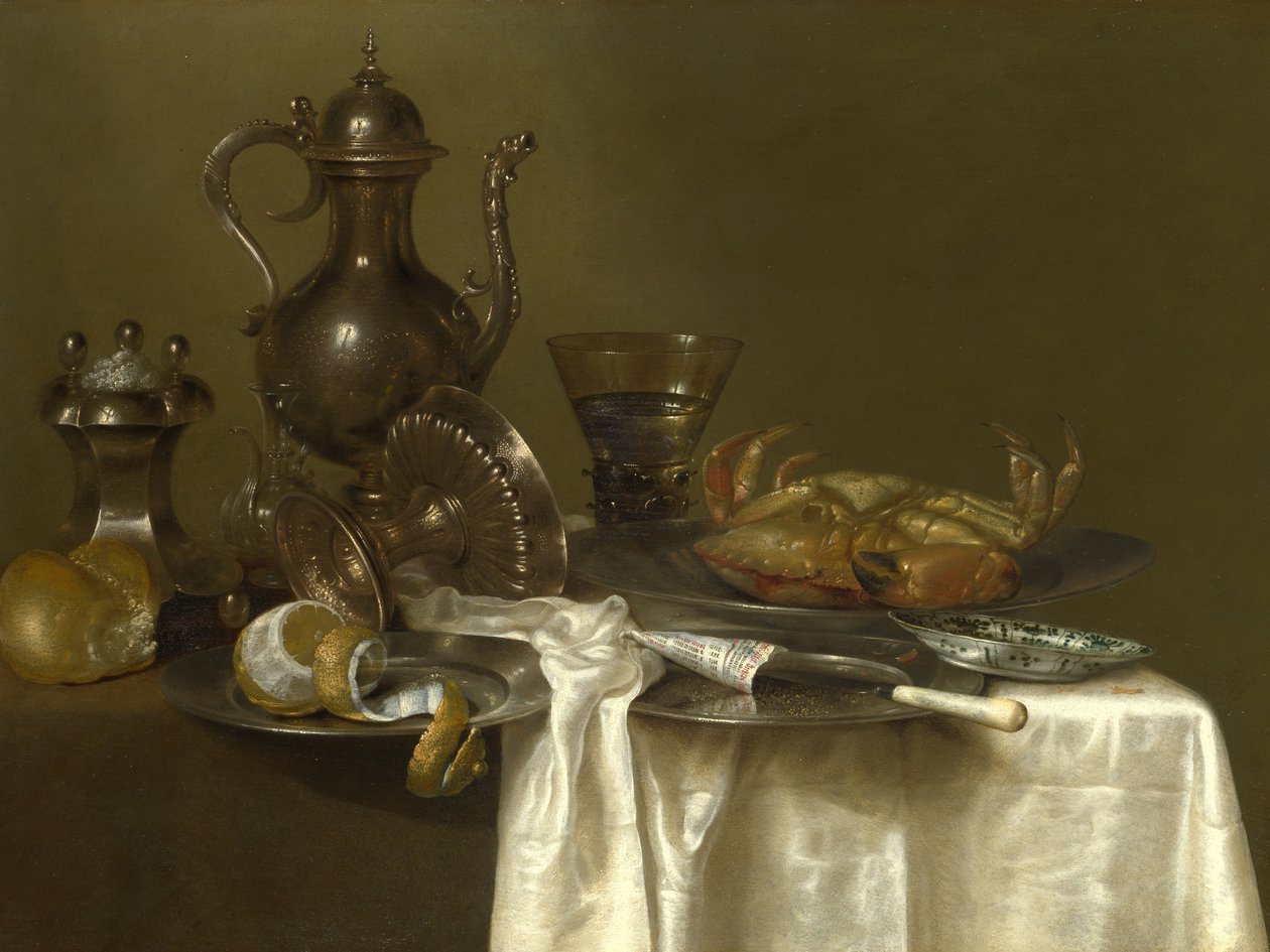Csendélet: ón- és ezüstedények és egy rák, 1633-37 körül alkotó: Willem Claesz. Heda