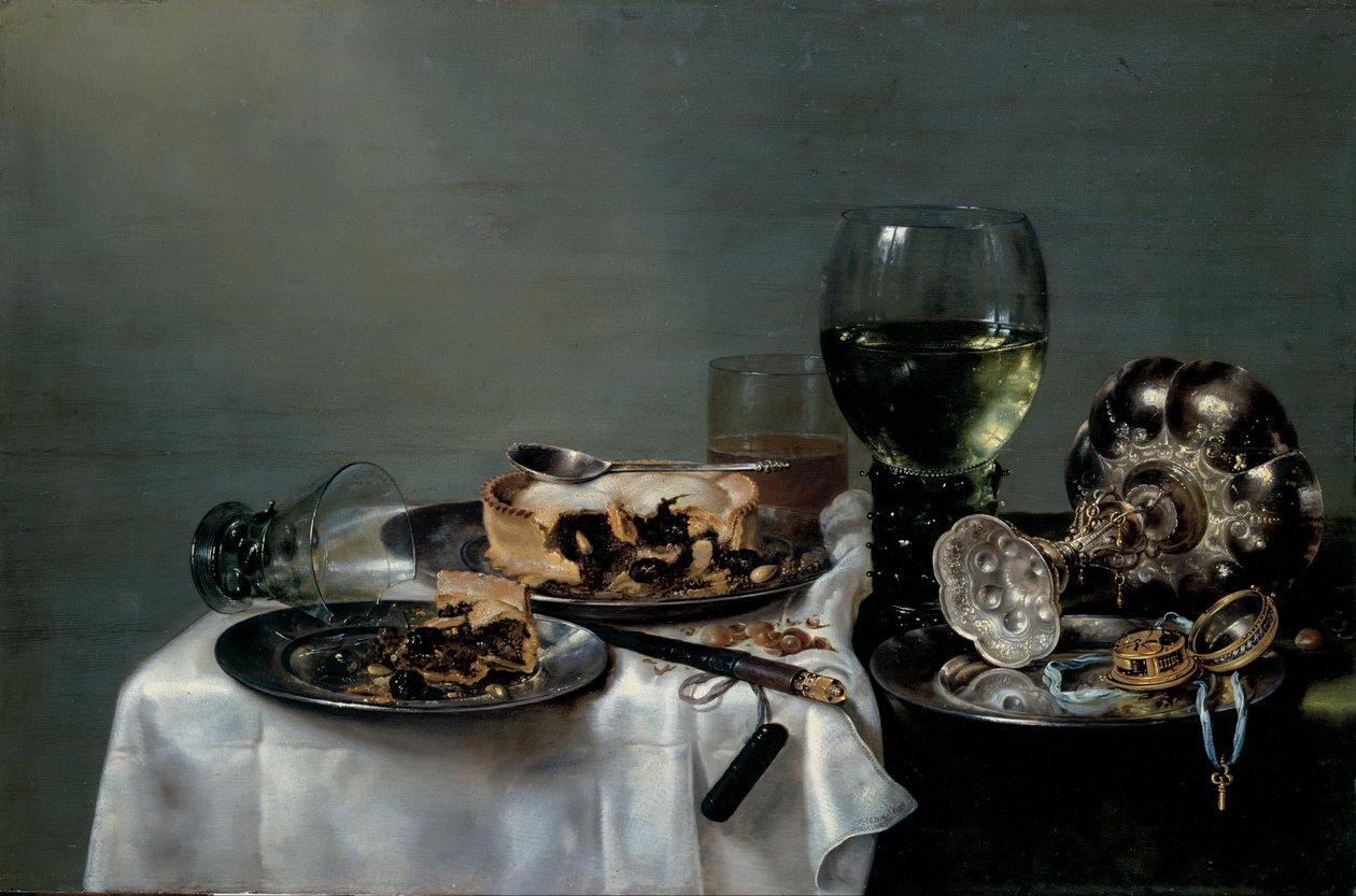 Reggeli asztal szedres pitével alkotó: Willem Claesz. Heda