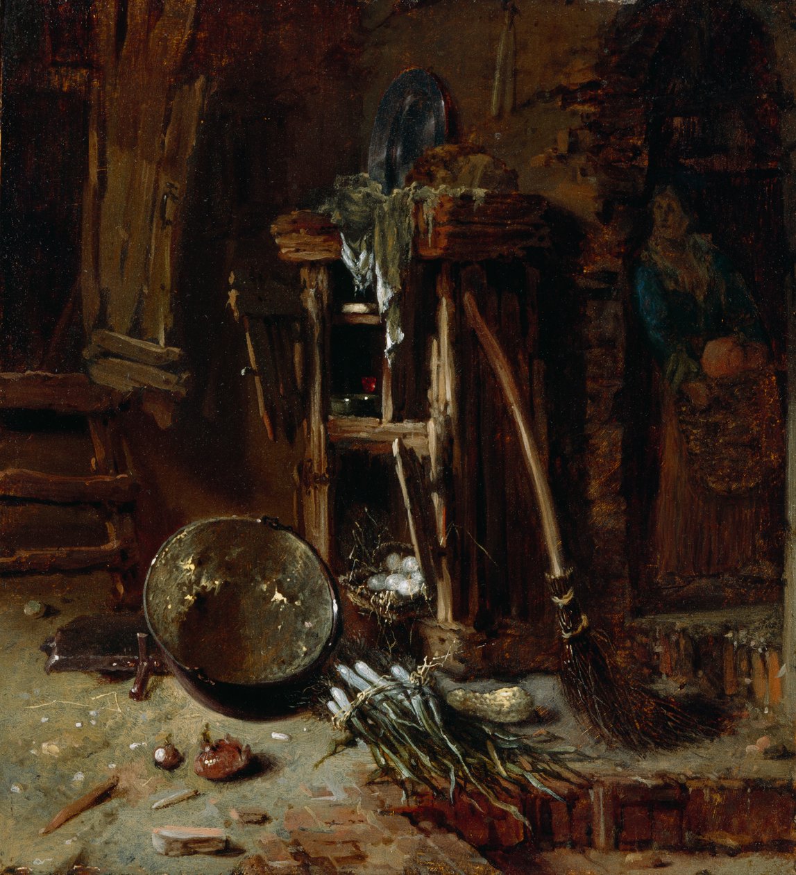 A Kitchen Corner, 1642-44 körül (olaj, falemez) alkotó: Willem Kalf