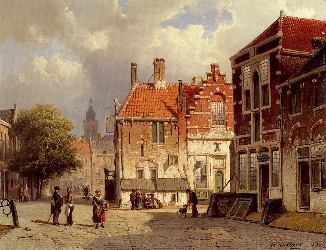 Egy holland főtér, 1860 alkotó: Willem Koekkoek