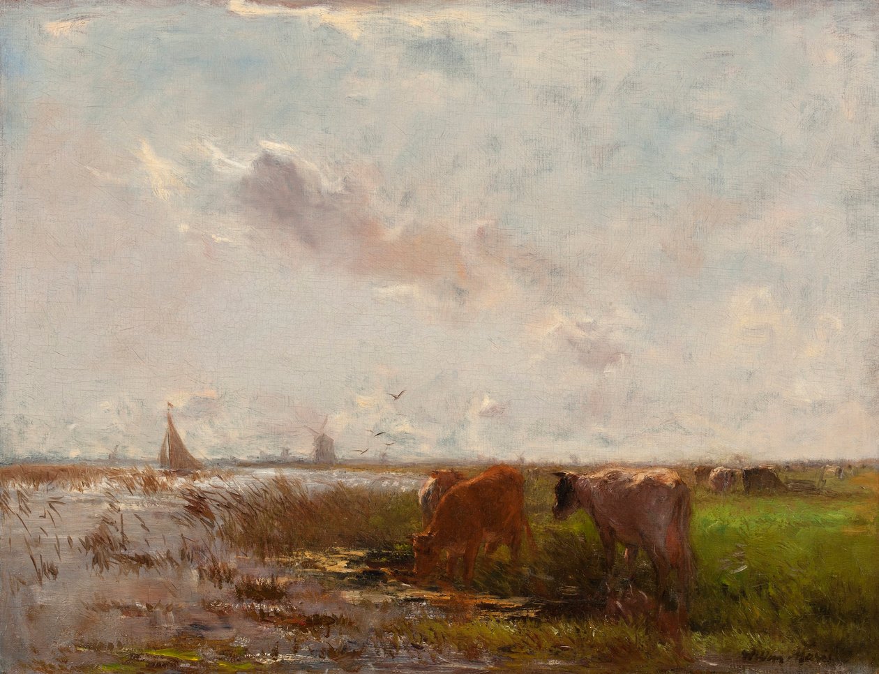 Tehenek a polderi tájon alkotó: Willem Maris