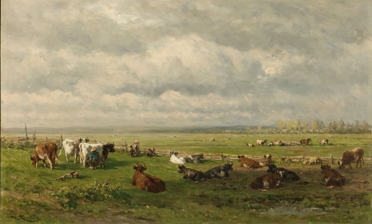 Réti táj szarvasmarhákkal, 1880 körül alkotó: Willem Roelofs