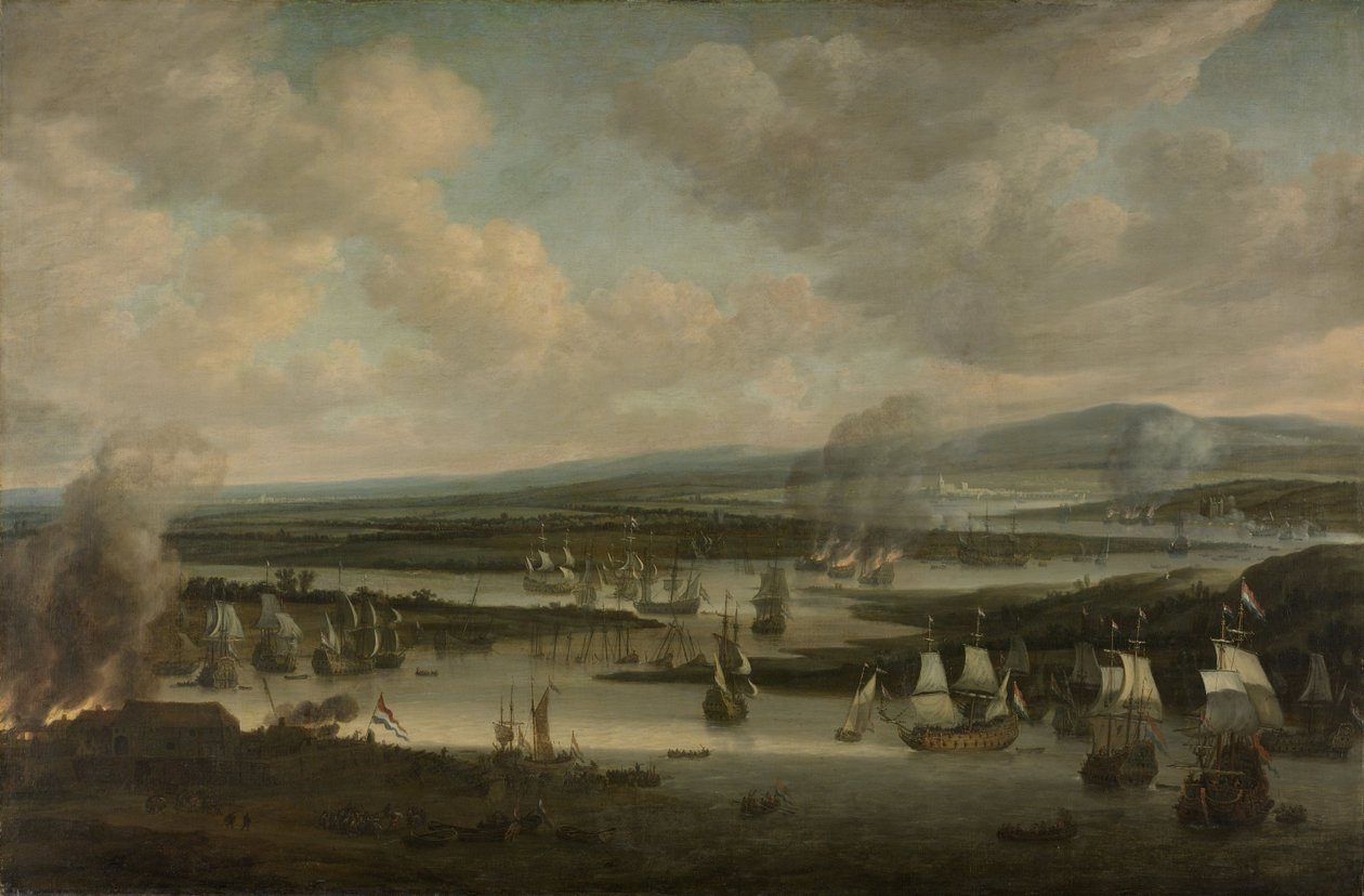 Az angol flotta felgyújtása Chathamben, 1667. június, 1667-78 alkotó: Willem Schellinks