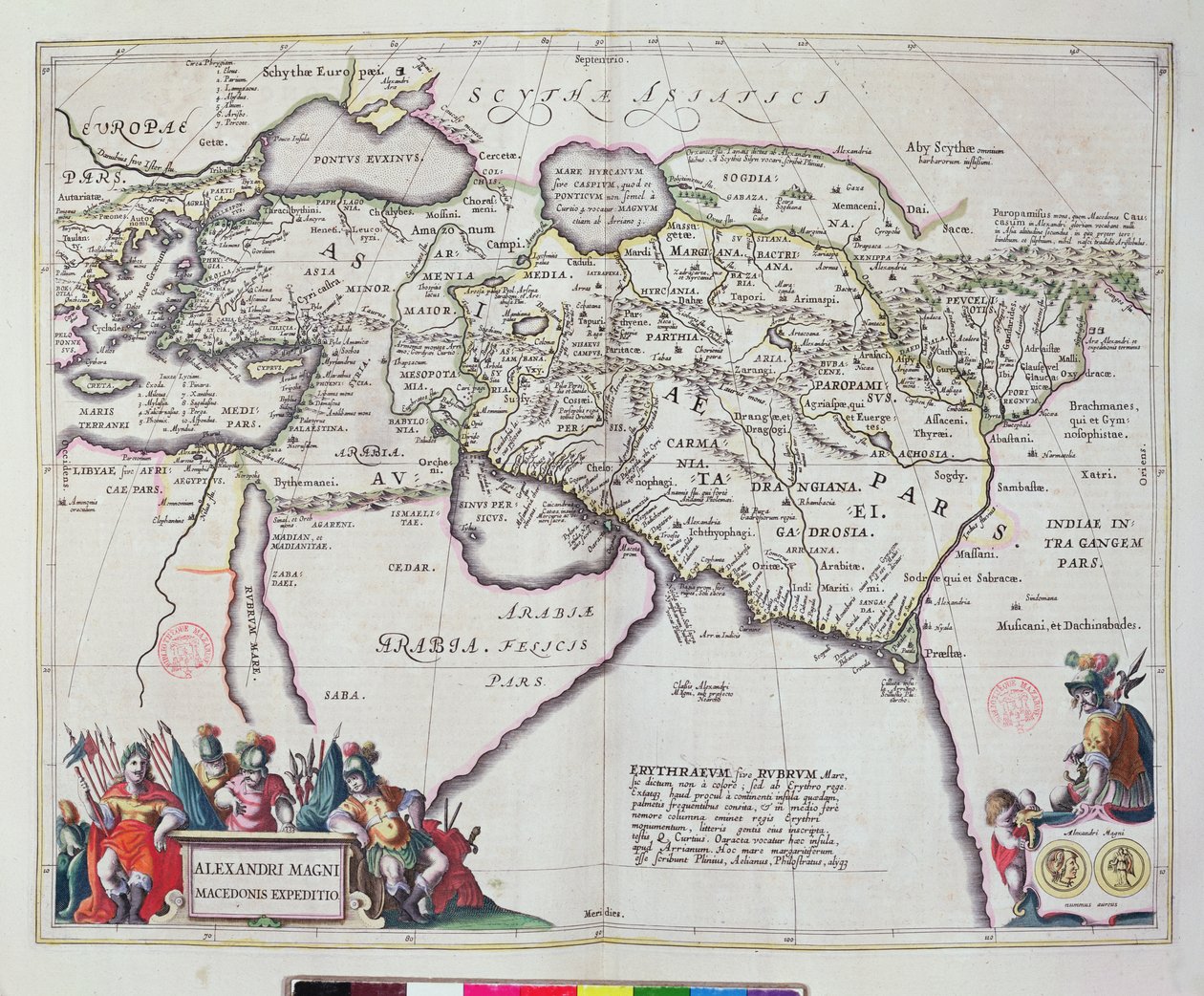 Nagy Sándor (Kr. e. 356-323) utazásainak térképe a „Le Theater du Monde” vagy a „Nouvel Atlas”-ból, 1645 alkotó: Joan Blaeu