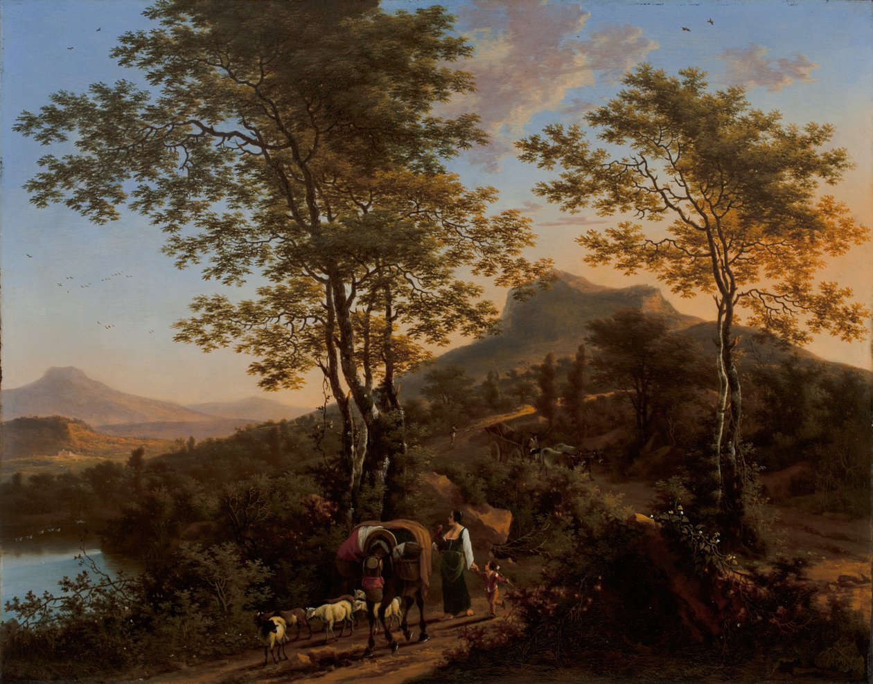 Olasz táj parasztokkal (olaj, réz) alkotó: Willem de Heusch