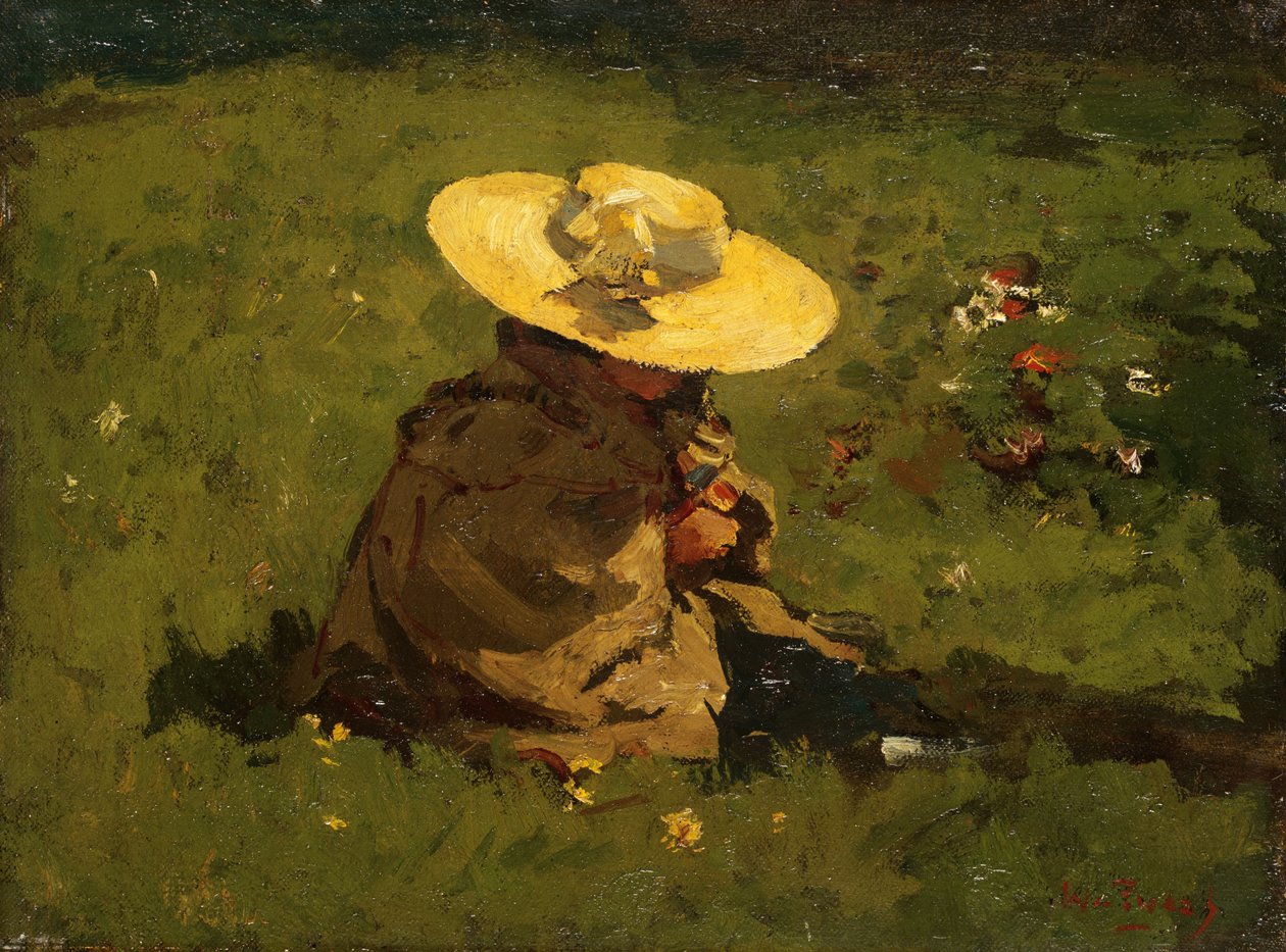 Lány a fűben, 1895 körül (panel) alkotó: Willem de Zwart