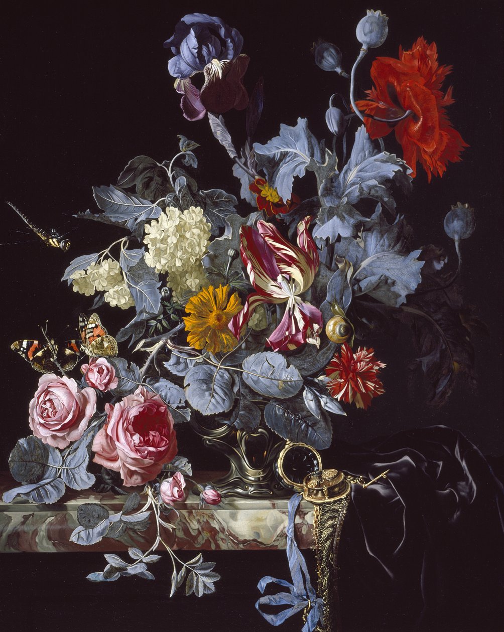 Virágváza órával alkotó: Willem van Aelst