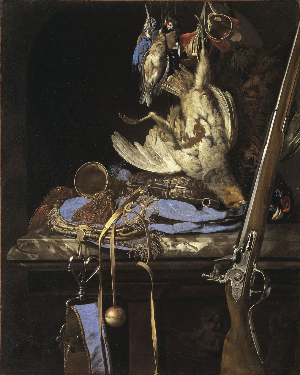 Játék vadászfelszereléssel egy fülkében alkotó: Willem van Aelst