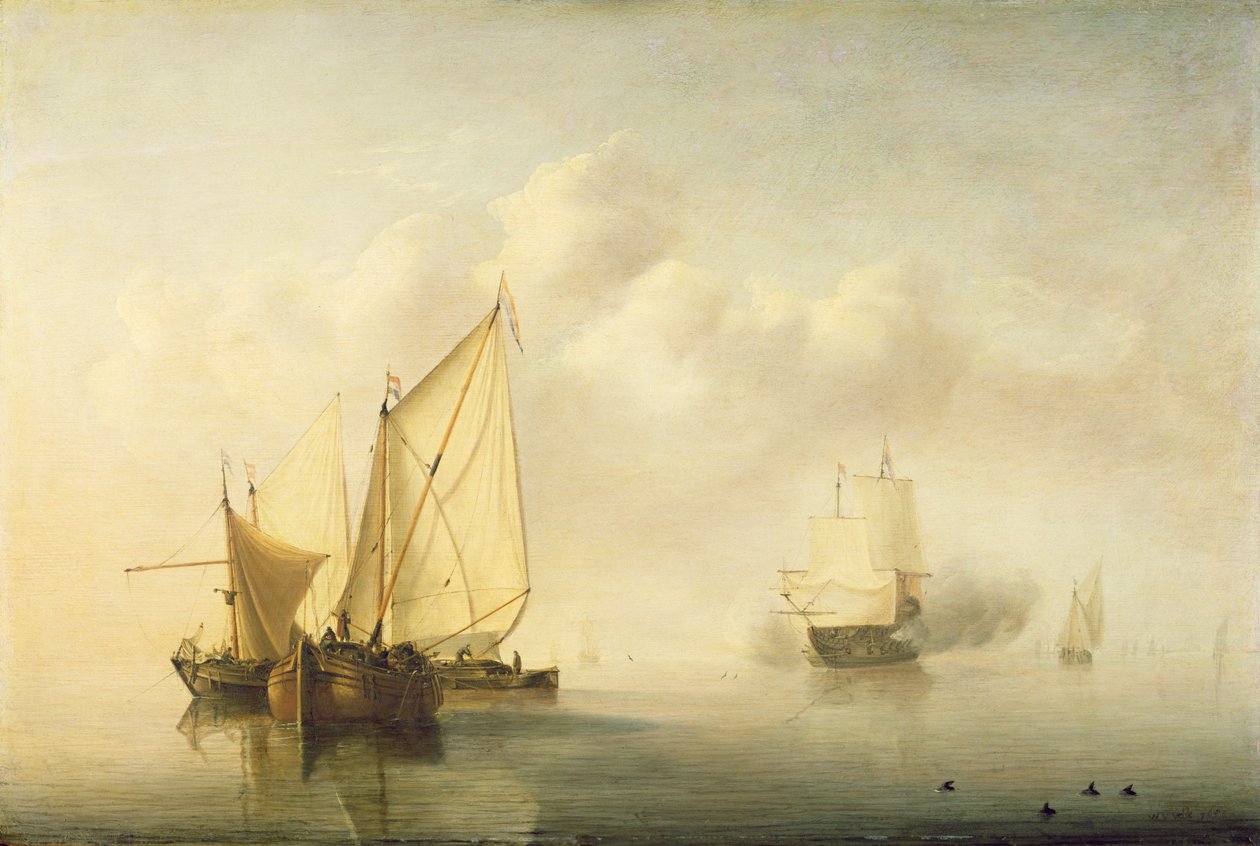 Nyugodt tenger, 1653 (olaj a tölgyre) alkotó: Willem van de Velde
