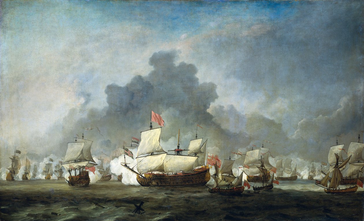 Michiel Adriaensz de Ruyter csetepatéja York hercegével alkotó: Willem van de Velde