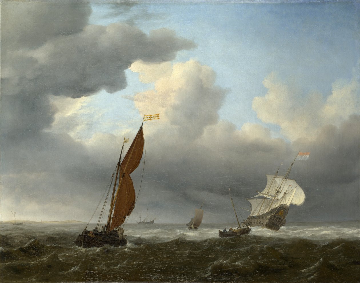 Holland hajó és más kis hajók erős szélben alkotó: Willem van de Velde the Younger