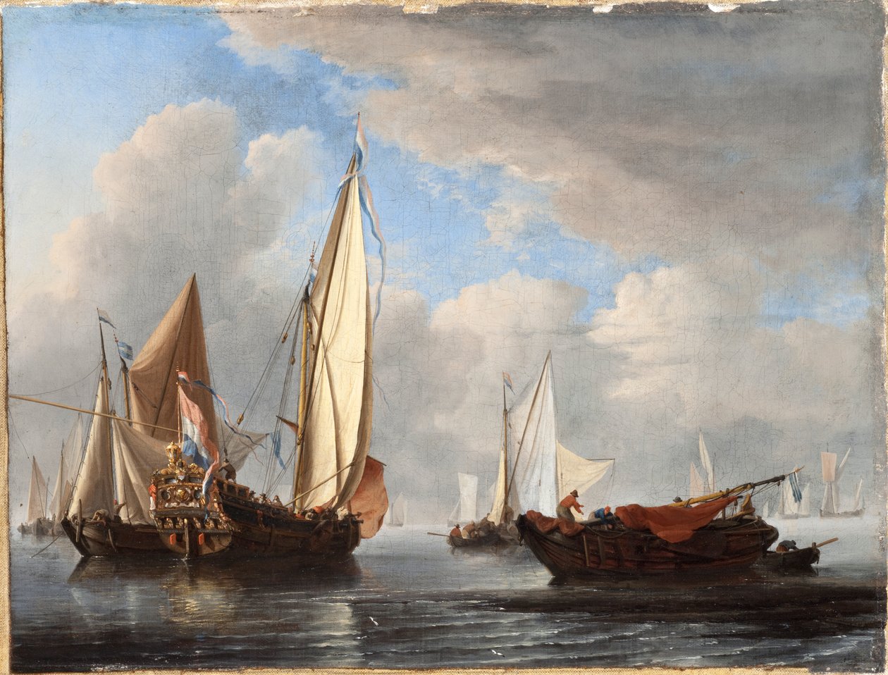 Yacht és más hajók nyugodt környezetben alkotó: Willem van de Velde the Younger