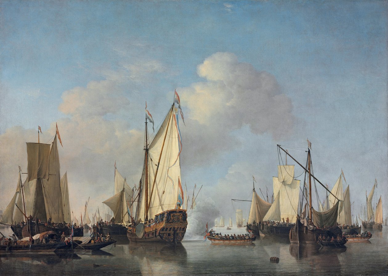 A States Yacht és más hajók nagyon könnyű levegőben alkotó: Willem van de Velde the Younger