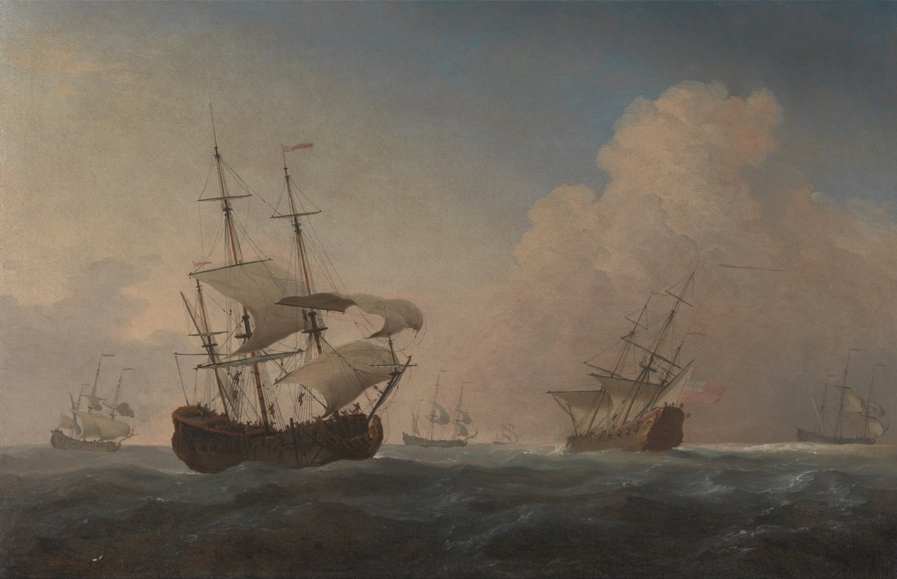 Angol hadihajók heeling in the Breeze Offshore alkotó: Willem van de Velde the Younger
