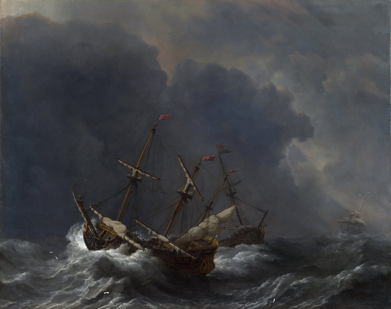 Három hajó egy gálában alkotó: Willem van de Velde the Younger