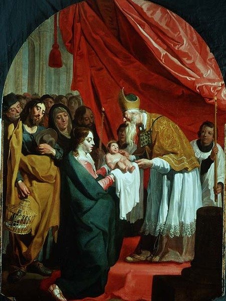Bemutató a templomban (panel) alkotó: Willem van the Elder Herp