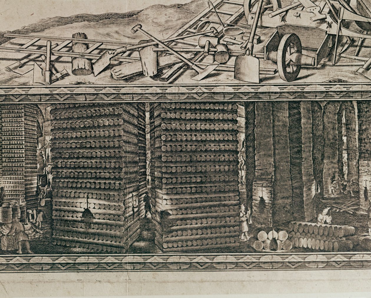 A Krakkó melletti wieliczkai sóbányák a lengyel királyok jövedelmének nagyjából egyharmadát termelték ... (metszet) alkotó: Willem (c.1597-1660) Hondius