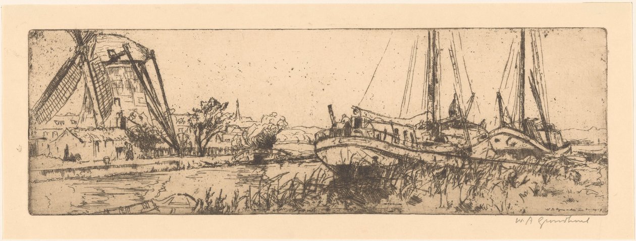 De Vliet (eredeti cím) alkotó: Willem Adrianus Grondhout (signed by artist)
