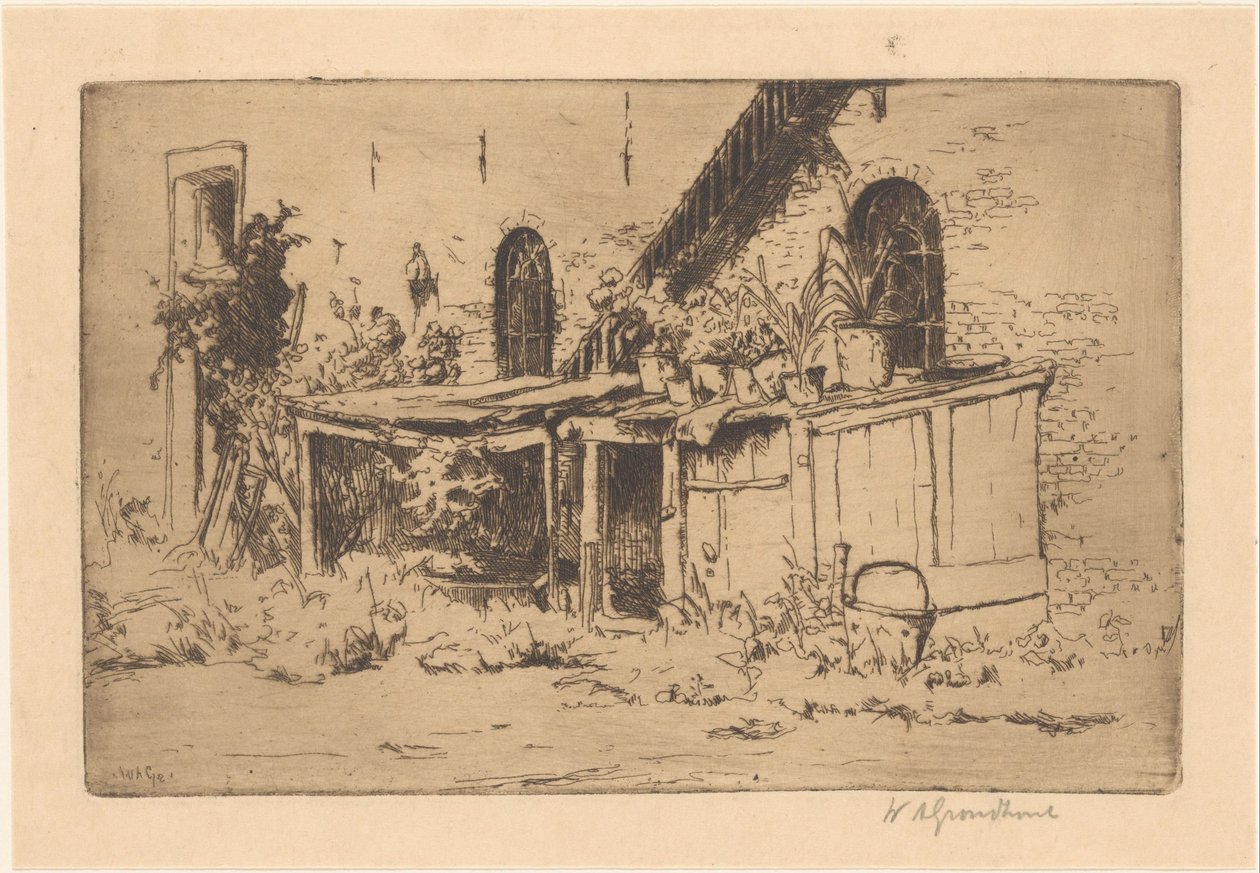 Csirkeól egy kertben Voorburgban alkotó: Willem Adrianus Grondhout (signed by artist)