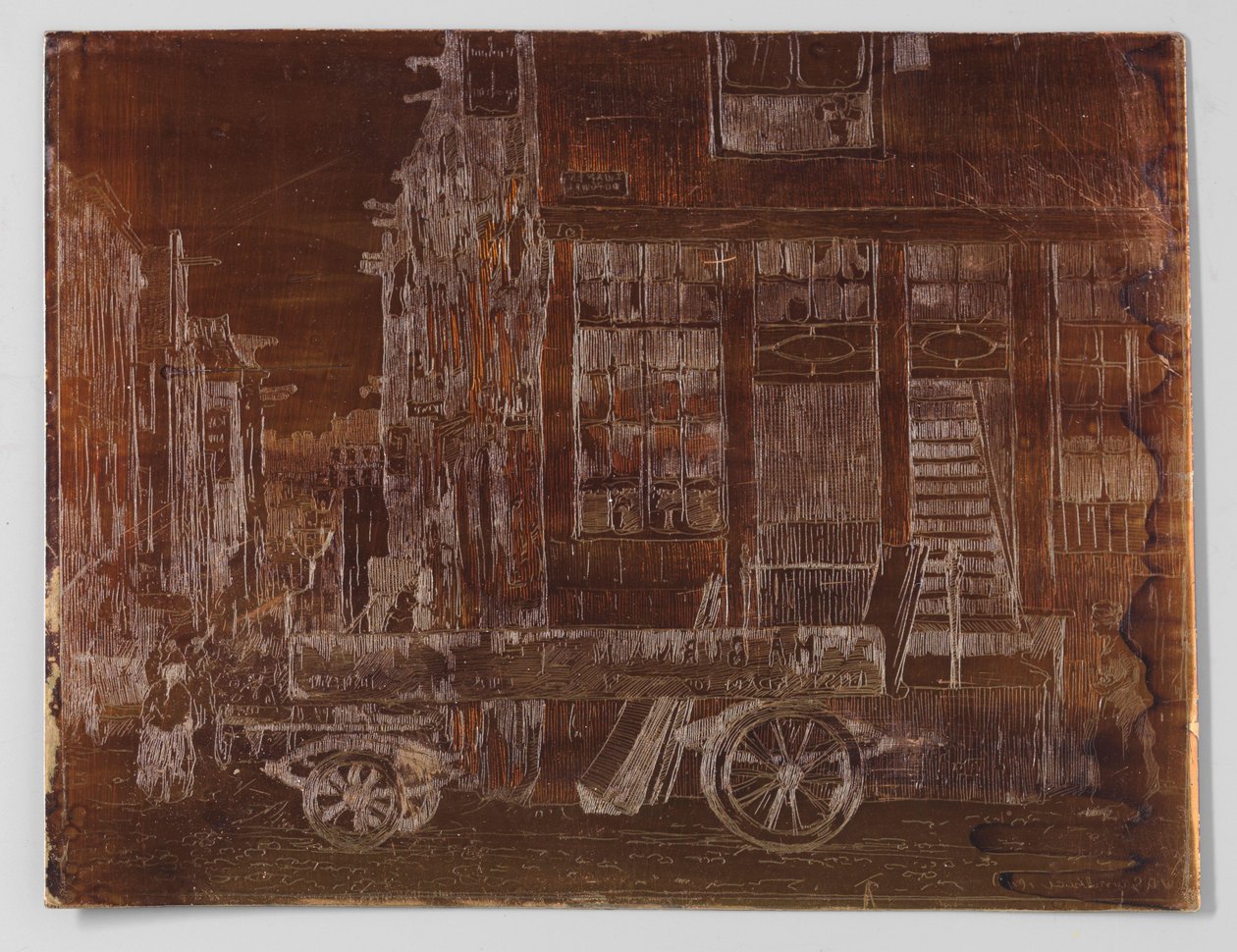 Amszterdam régi városrésze autóval az előtérben alkotó: Willem Adrianus Grondhout (signed by artist)