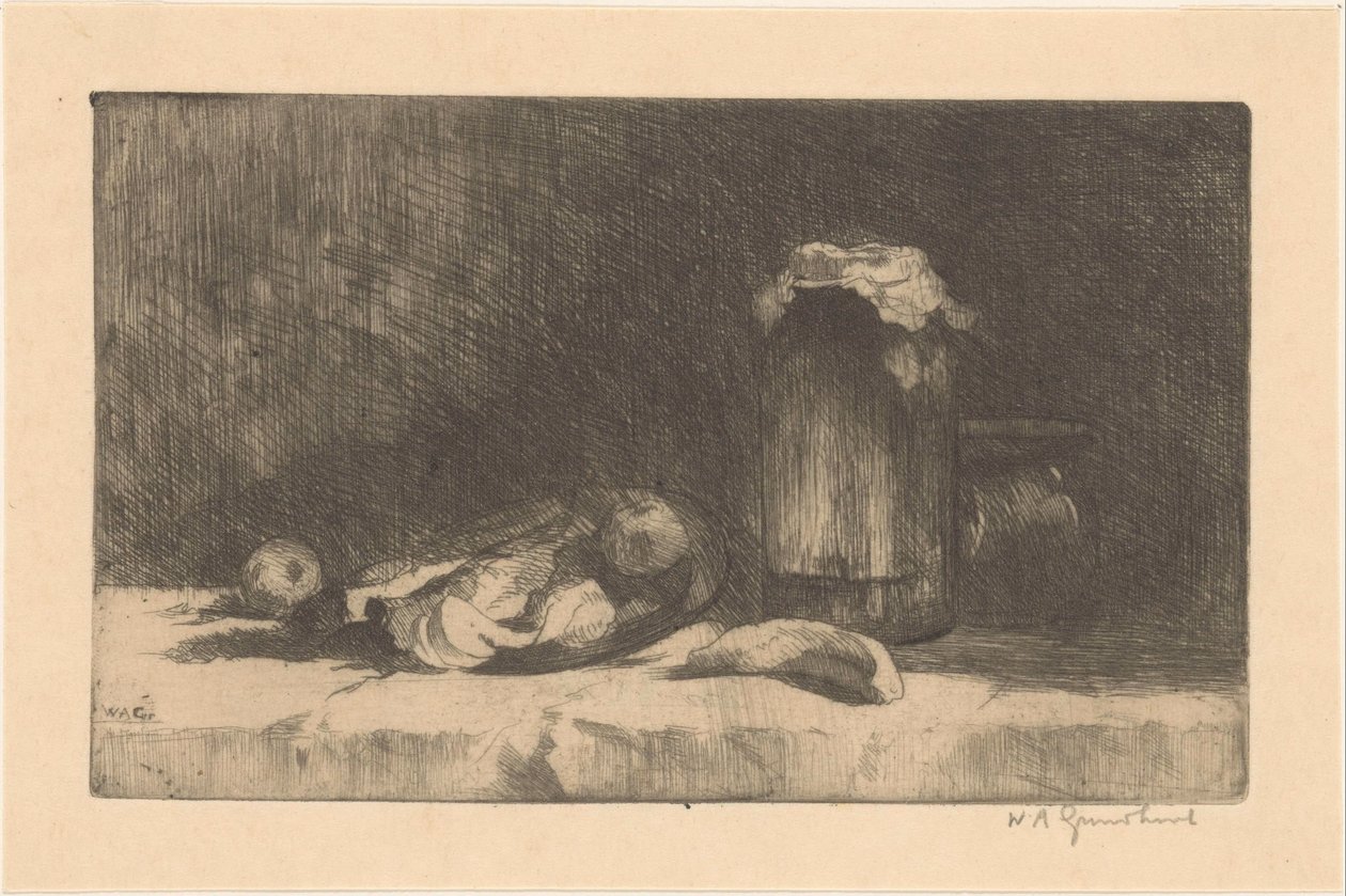 Csendélet gyümölccsel és konzervüveggel alkotó: Willem Adrianus Grondhout (signed by artist)