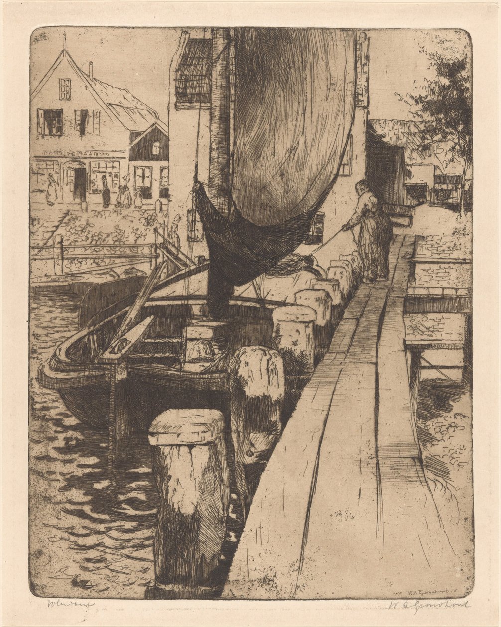 Volendam (eredeti cím az objektumon) alkotó: Willem Adrianus Grondhout (signed by artist)