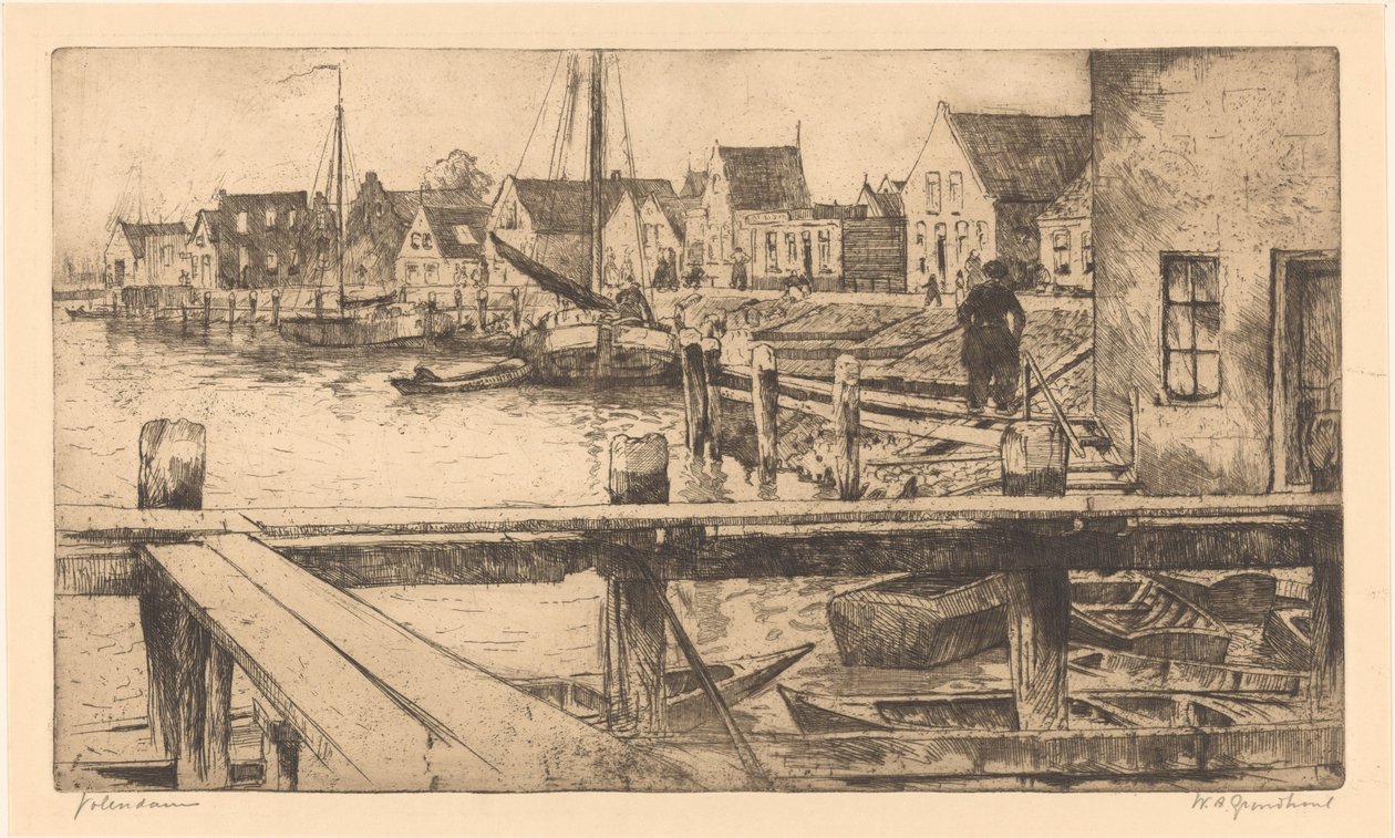 Volendam (eredeti cím az objektumon) alkotó: Willem Adrianus Grondhout (signed by artist)