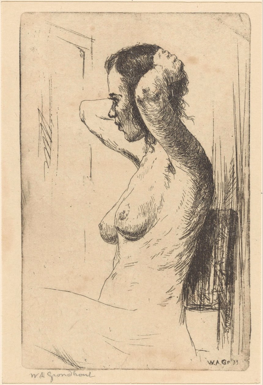 Ülő, meztelen nő alkotó: Willem Adrianus Grondhout (signed by artist)