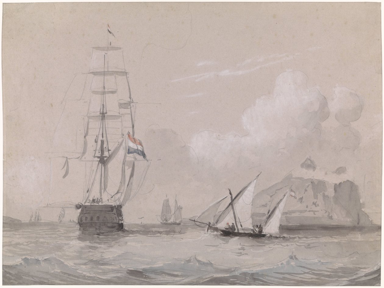 Holland vitorlás hajó Gibraltár partjainál alkotó: Willem Anthonie van Deventer