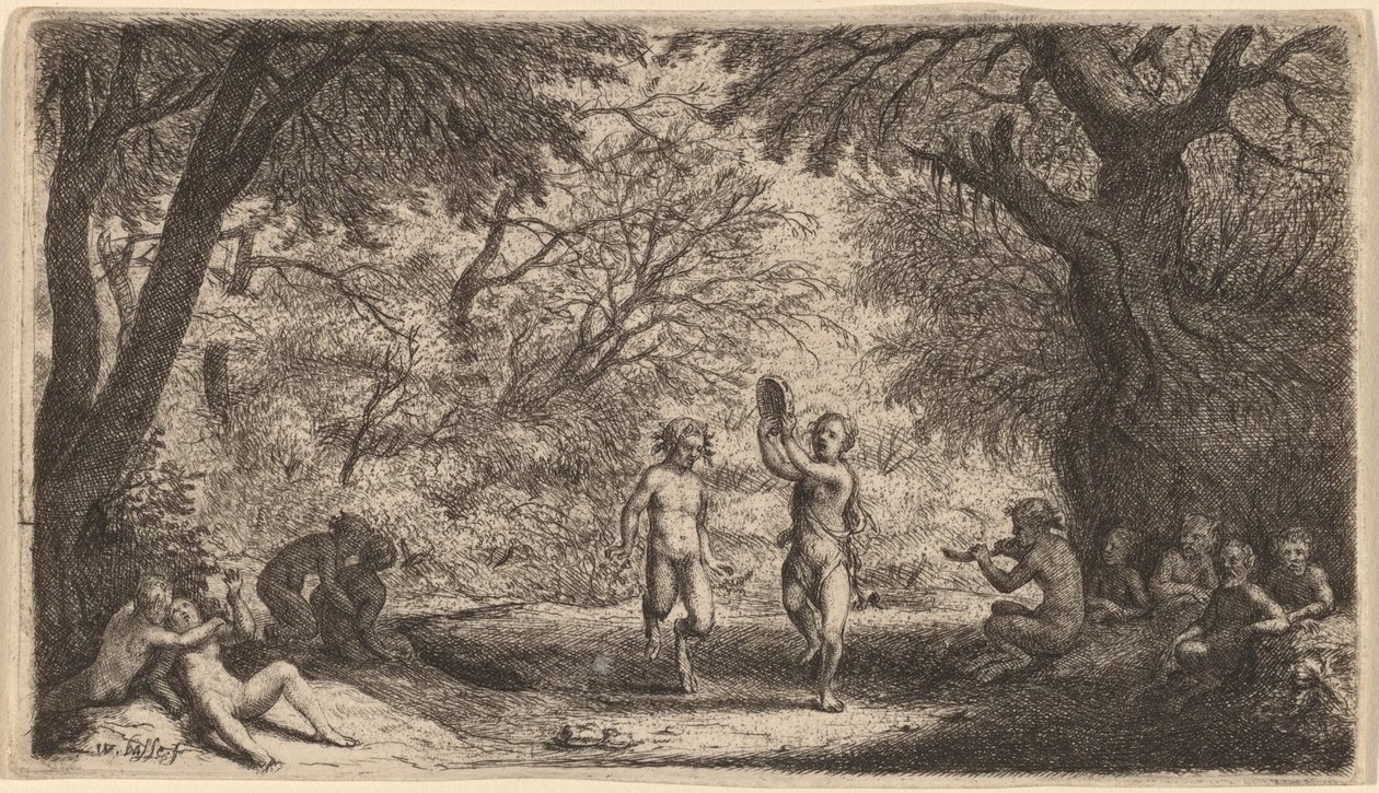 Bacchanal táncoló párral a központban alkotó: Willem Basse