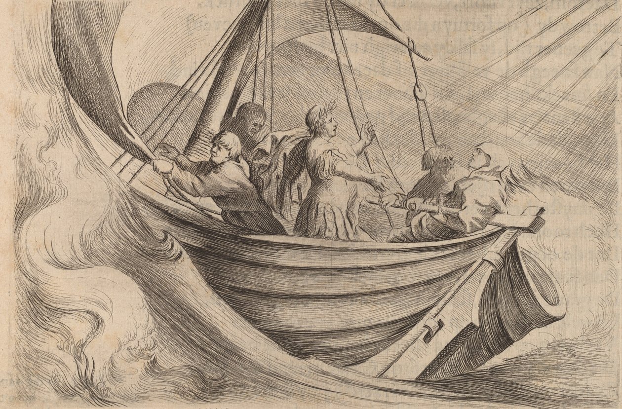 Caesar átkelő viharos tengeren, 1634. alkotó: Willem Basse