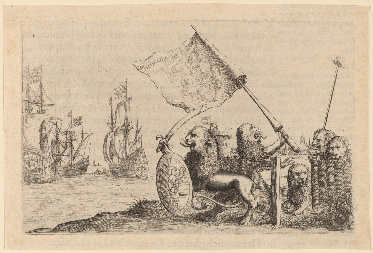 Oroszlánok, akik védik az Egyesült tartományok kertjét, 1634. alkotó: Willem Basse