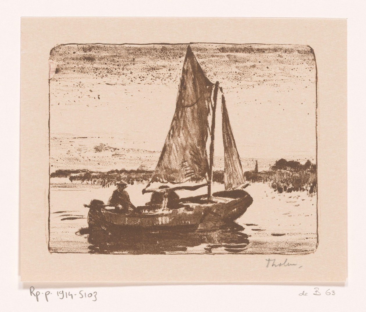 Férfi vitorlásban Hajó (eredeti cím) alkotó: Willem Bastiaan Tholen (signed by artist)