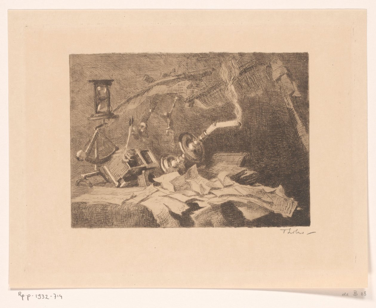 Csendélet zuhanó és törött tárgyakkal vége (eredeti cím) alkotó: Willem Bastiaan Tholen (signed by artist)