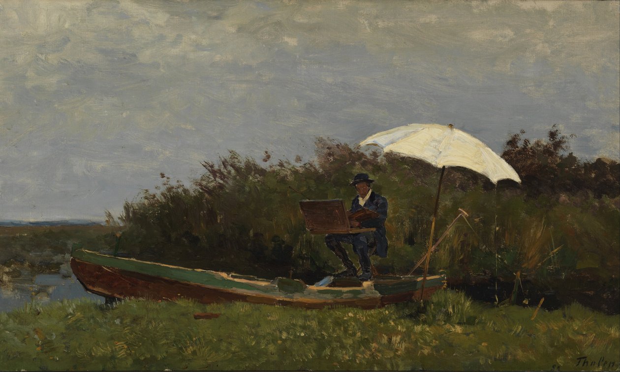Gabriel festő csónakban dolgozik, 1882 alkotó: Willem Bastiaan Tholen